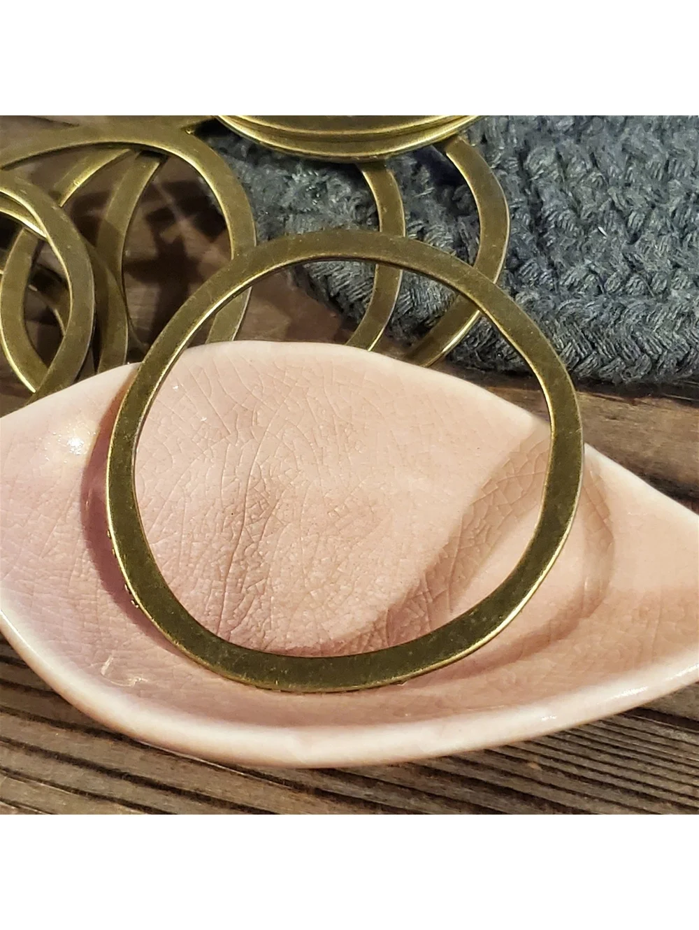 Avant Garde Antique Brass Large Baroque Irregular Wavy Circle Ring Pendant 1 pc